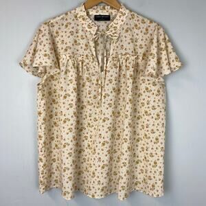 Lane Bryant Boho Cream Floral Polyester Blouse Top Women's Plus Size 14